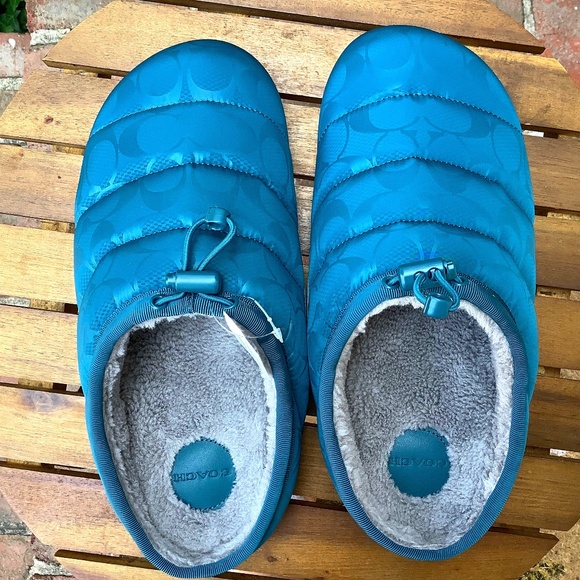 Coach Slippers Lagoon Blue SZ 9 - Picture 1 of 13
